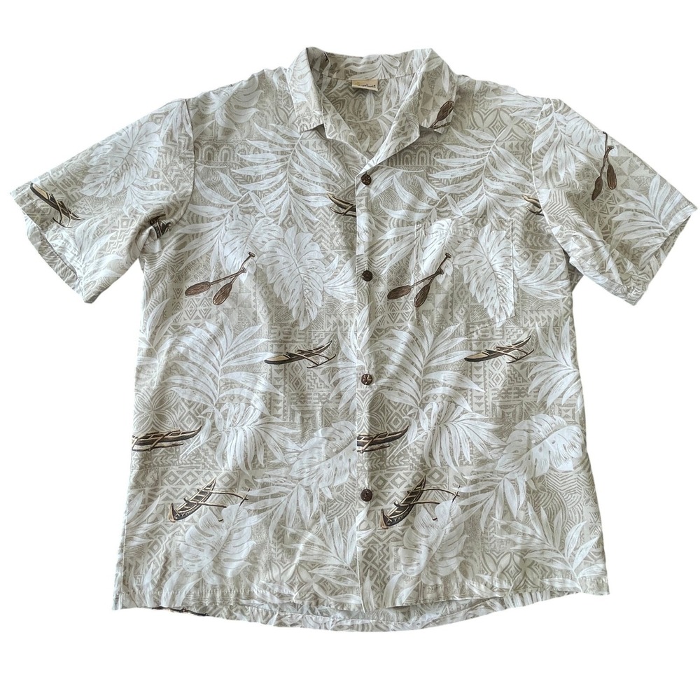 Royal Creations Hawaiian Camp Shirt Mens XL Beige Tropical Island Vacation